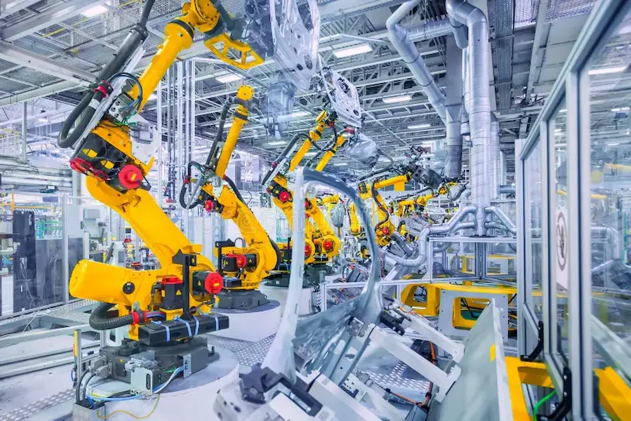 Industrial automation robot pedestals and safety guarding